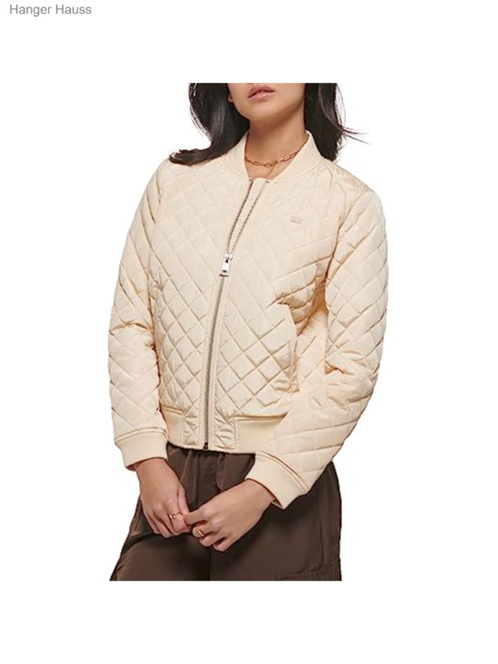 Lev's Women's Diamond Quilted Bomber Jacket Sherpa Lined Water Resistant